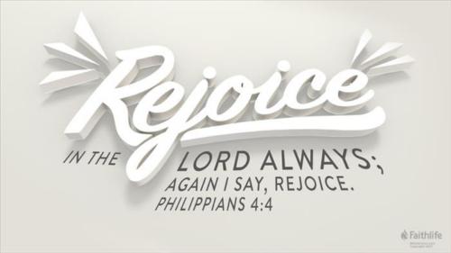 Rejoice rejoice rejoice Give thanks 
